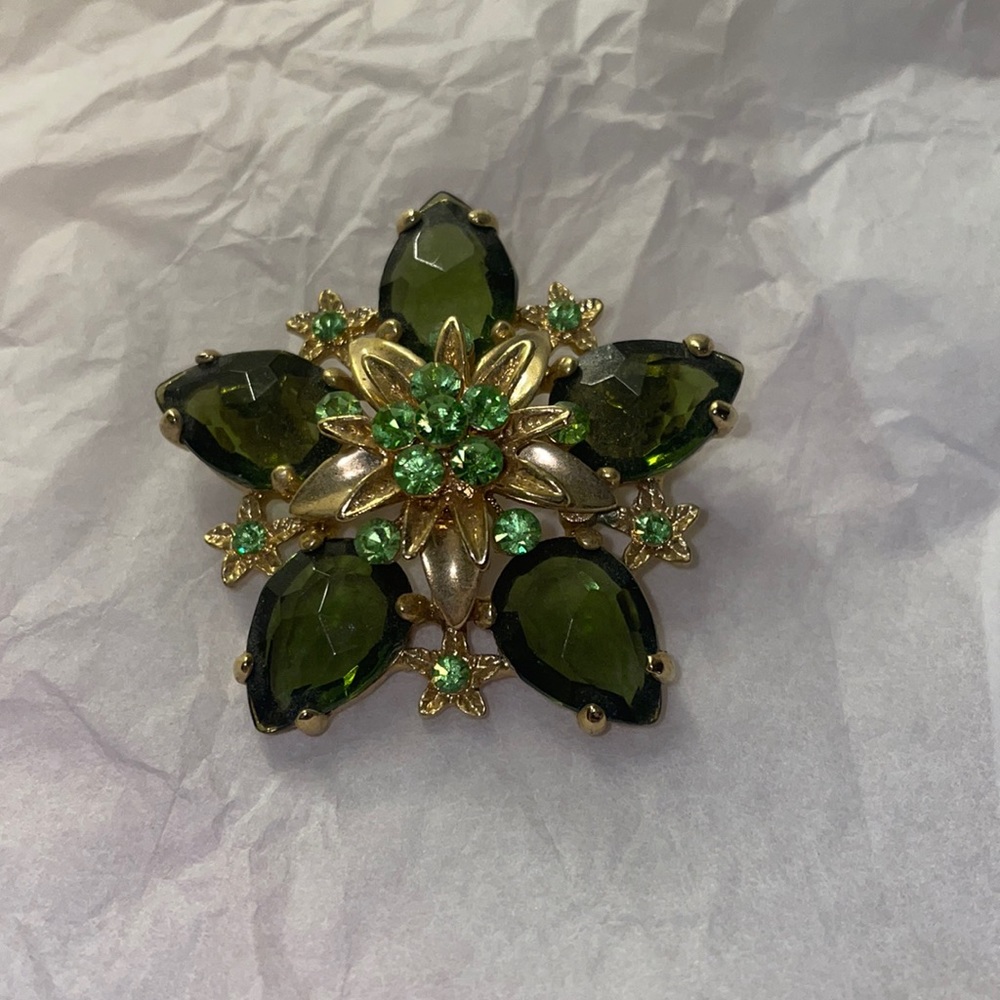 Green and Gold Flower Brooch